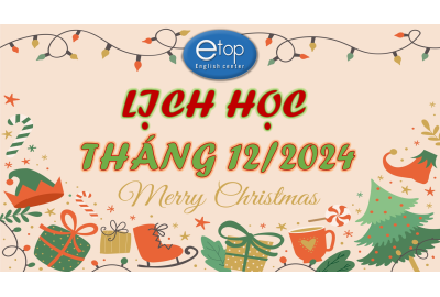 LỊCH HỌC THÁNG 12/2024